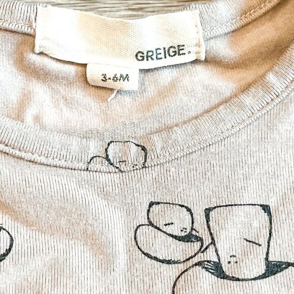 Greige Long Sleeve Mushroom Bamboo Dress with Built-in Bloomers Size 3-6M - Picture 4 of 6